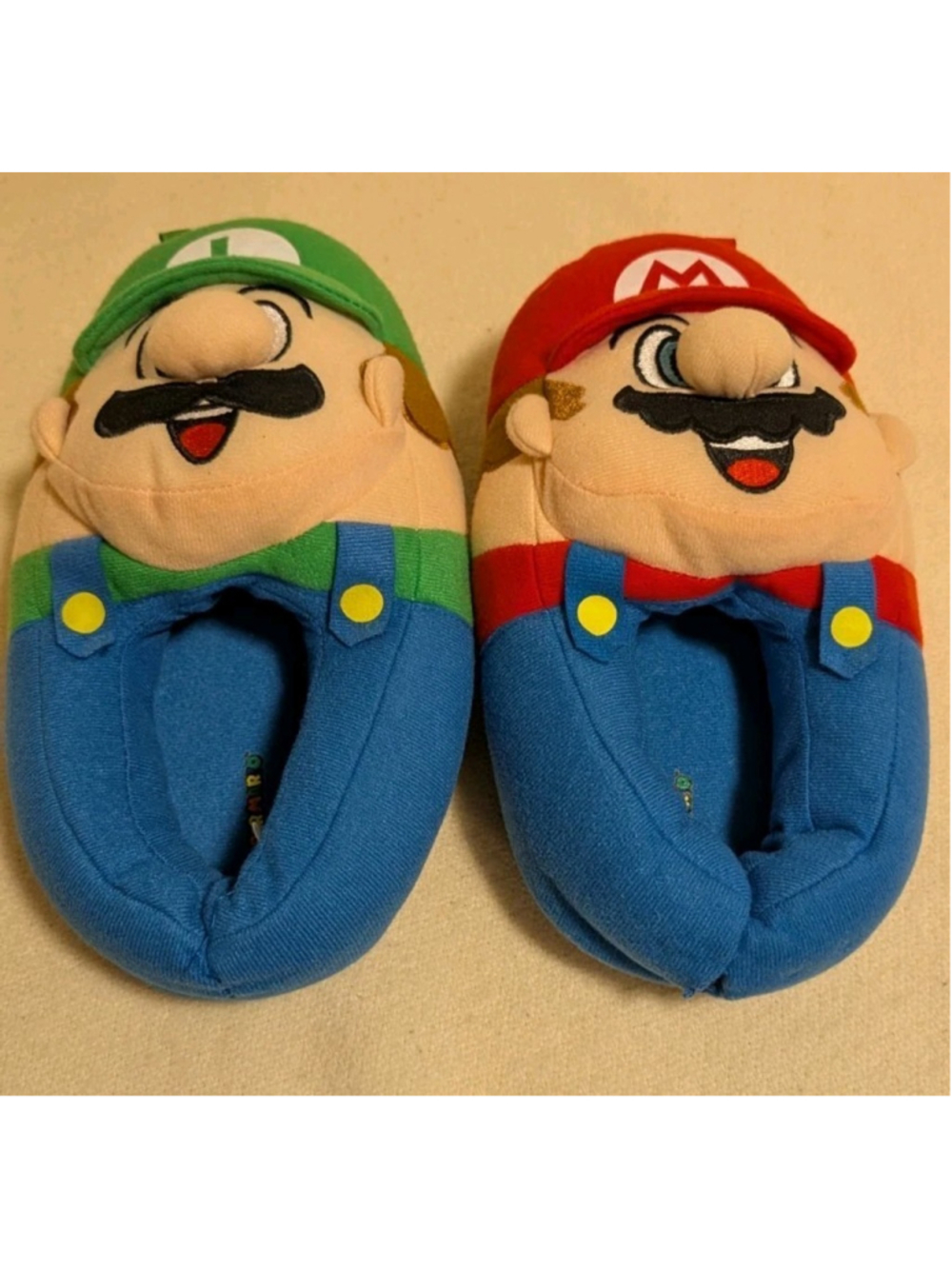 Nintendo Super Mario Bros 3D Plush Bedroom Slippers Blue Size M13-1 F10
